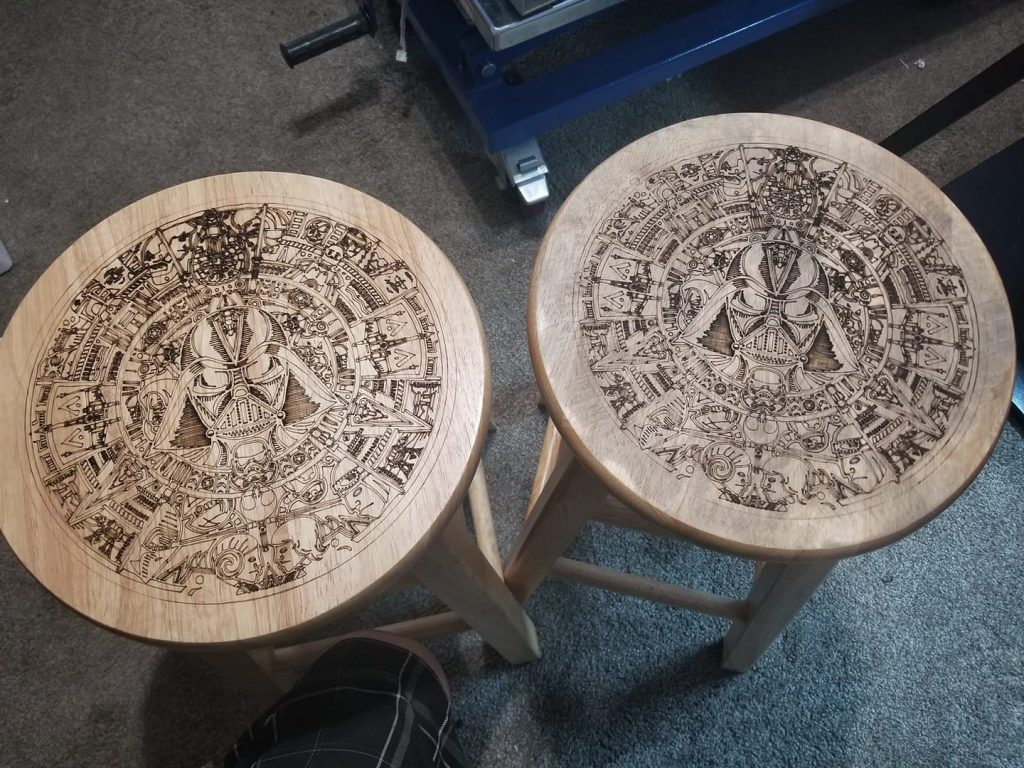 Laser Engraved Wooden Bar Stools