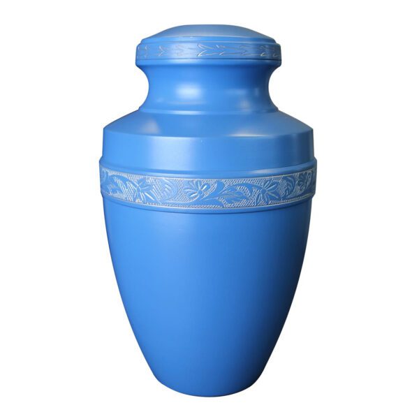 Aluminum Metal Urn Grecian Blue