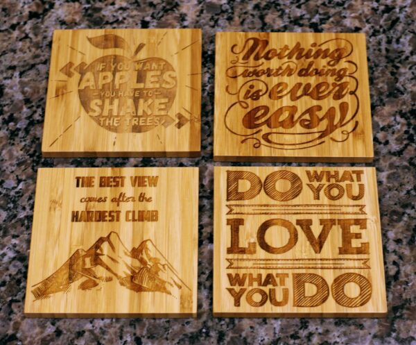 Bamboo Coasters 4&Quot;X4&Quot; (Set Of 4 With Bamboo Holder)-1130