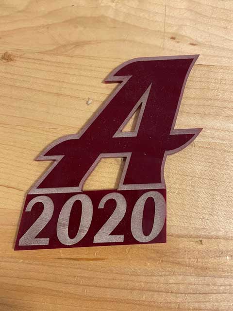 School Logo Cut In Red Acrylic